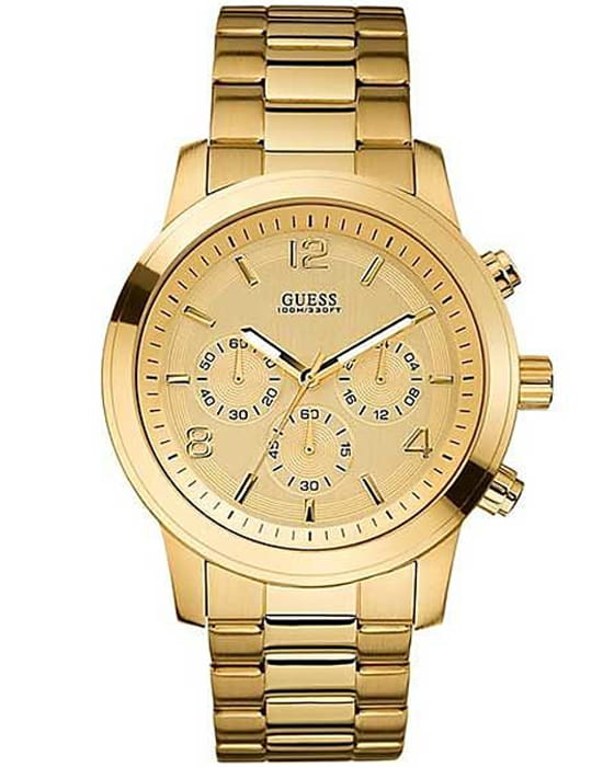 Guess Guess W15061G2  W15061G2 кварцевые мужские часы золотой циферблат, браслет нержавеющая сталь с ip-покрытием — вид спереди